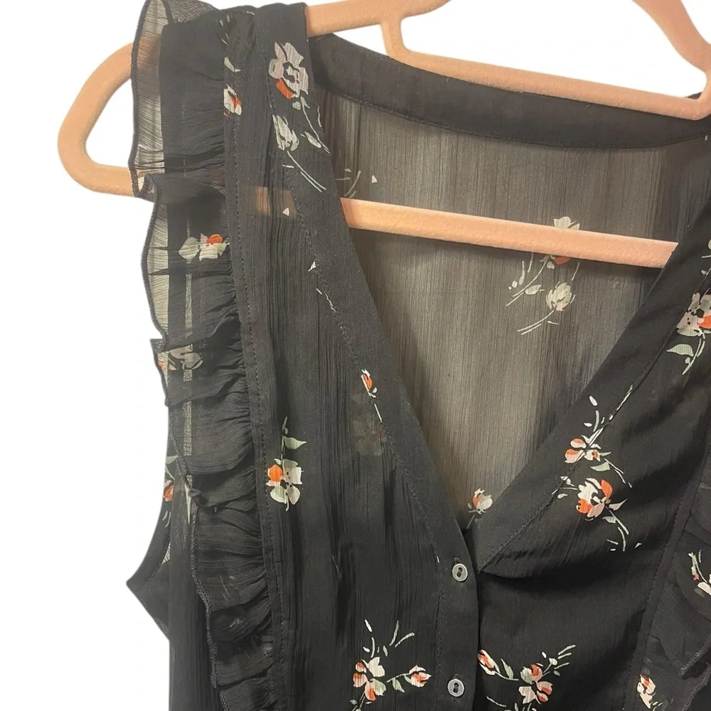 Abercrombie & Fitch sheer maxi over mini sleeveless floral dress black small